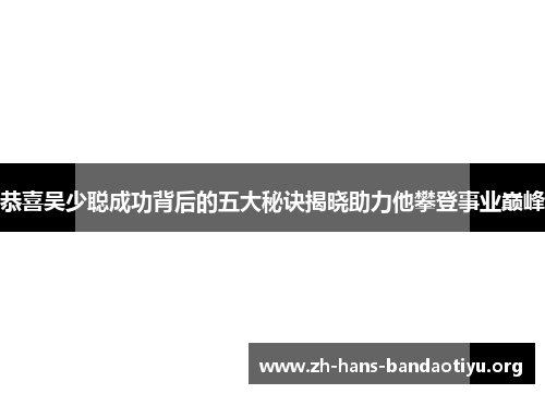 恭喜吴少聪成功背后的五大秘诀揭晓助力他攀登事业巅峰