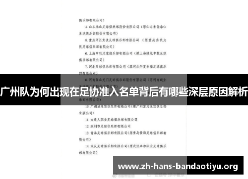 广州队为何出现在足协准入名单背后有哪些深层原因解析