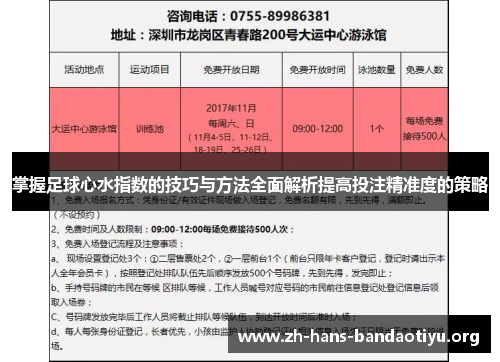 掌握足球心水指数的技巧与方法全面解析提高投注精准度的策略